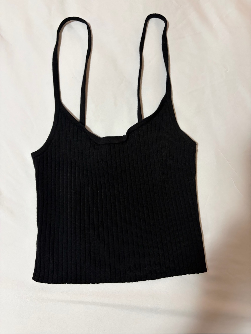 La Hearts Black Ribbed Spaghetti Strap Cami
